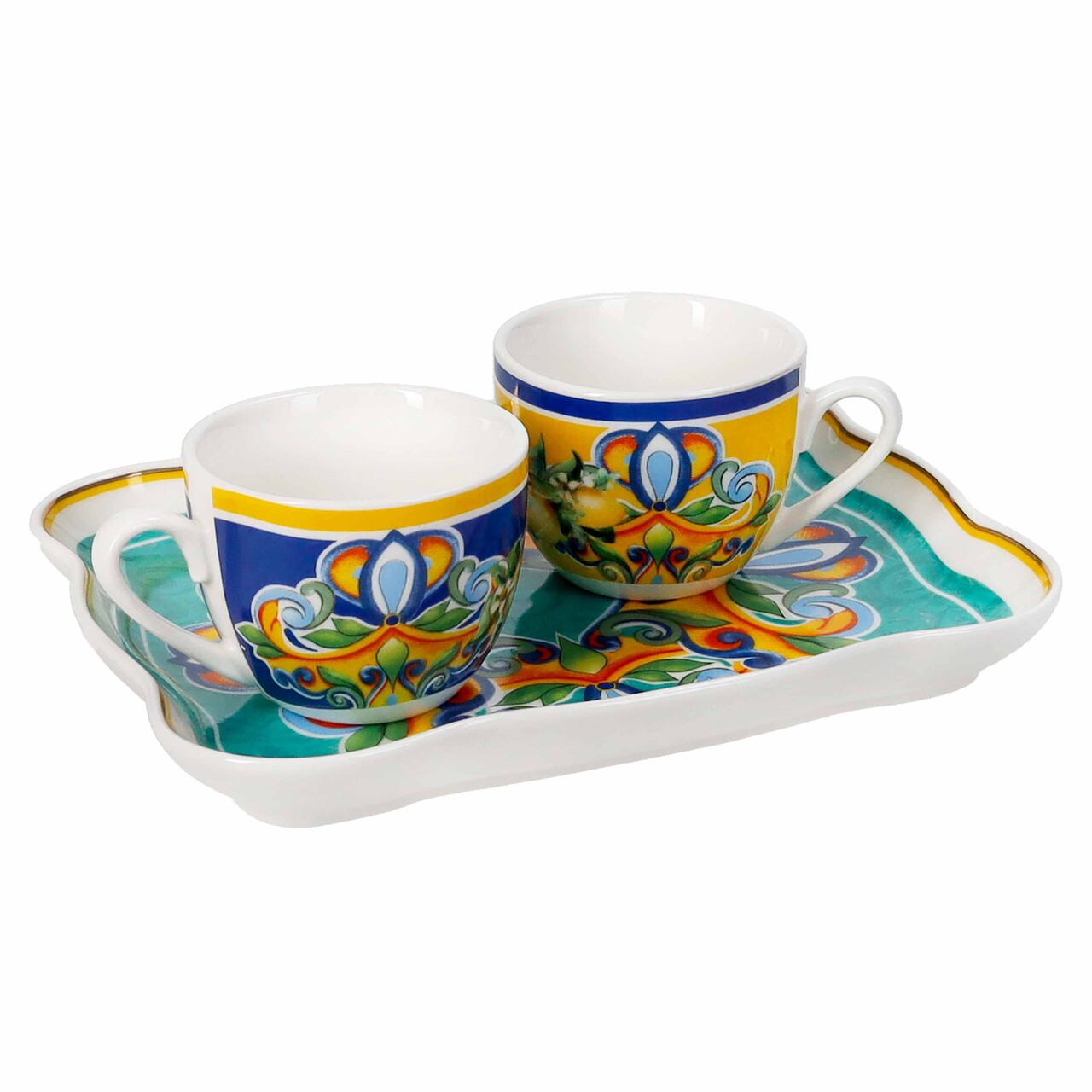 Set 2 cesti cu tava servire, Citrus Tete A Tete, Brandani, 18.5x15 cm, portelan - imagine 4